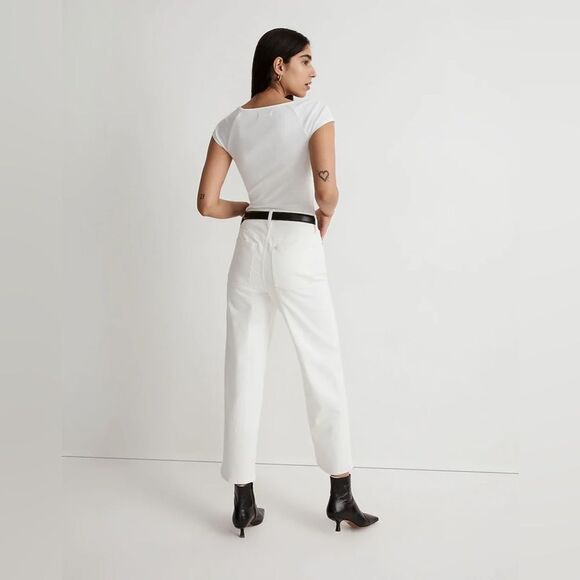 Madewell NWT Tall Perfect Vintage Wide Leg Crop Jeans Size 33T in Tile White - Picture 4 of 9